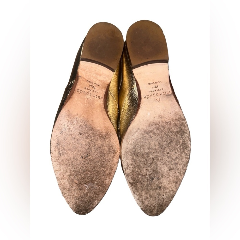KATE SPADE Carmila Gold Oxford Leather Shoes  Size 7 1/2M - Picture 6 of 7